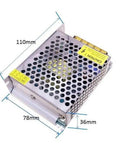 Universal 12V 5A Dual Output Switching Power Supply For CCTV Cameras LED Strips Pixel Lights Radios And Raspberry Pi Projects Converts 110V 220V AC To 12V DC Adjustable Output Ten Percent Tolerance Built In Short Circuit And Overload Protection with dimensions 110x78x36mm