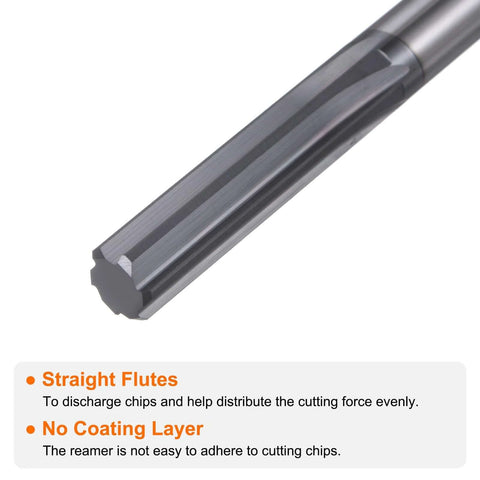 HARFINGTON carbide chucking reamer, 0.314 in dia (7.98 mm), straight flute, straight shank, dark gray.