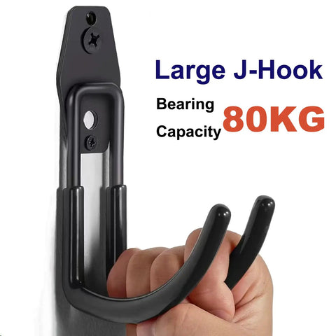 Rugged EV Charging Cable Holder Wall Mount With Anti Slip Rubber Coating, J-Hook design, 80KG capacity