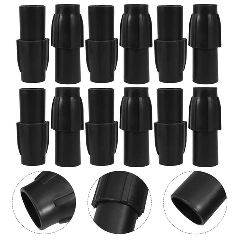 Solid 12-Piece Broom Handle Threaded Tip Repair Kit for Mops And Swabs, black plastic adapters