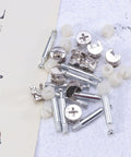 24 Piece Furniture Connector Dowel And Cam Lock Set For Quick Easy Cabinet Assembly with white iron and nylon parts