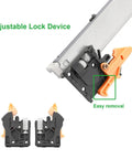 Super Smooth Dead Quiet Glide Heavy Duty Undermount Soft Close Drawer Slides Twenty Inch with adjustable lock device detail.