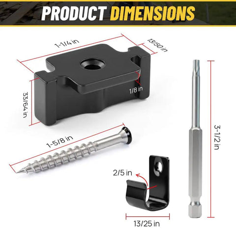 Heavy Duty Hidden Deck Fasteners For Every Composite Decking Board With No Sweat Grooved Clipping Kit For Smooth Outdoor Install and dimensions of screws and clips.