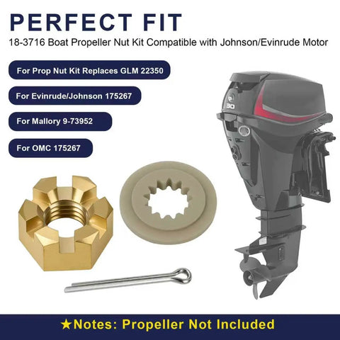 All In One Marine Prop Nut Kit With Spacer And Cotter Pin For Outboard Motors 40 140 HP Replaces GLM 22350 Evinrude Johnson 175267