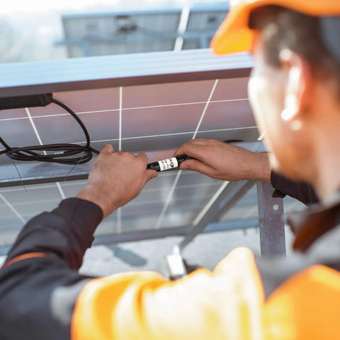 Person installing Inline Solar Fuse Holders 30 Amp Pack Of 5 For Solar Panels And Controllers Waterproof PV Fuse Connectors