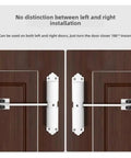 Two doors with 180 Degree Adjustable Door Closer With Hydraulic Damping, white, symmetric installation, showing versatility.