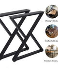 Beefy 28 Inch Metal Desk Legs Set Of 2 Heavy Duty Industrial Black Z Shape For DIY Tables Built To Last Sturdy Wrought Iron With Matte Finish