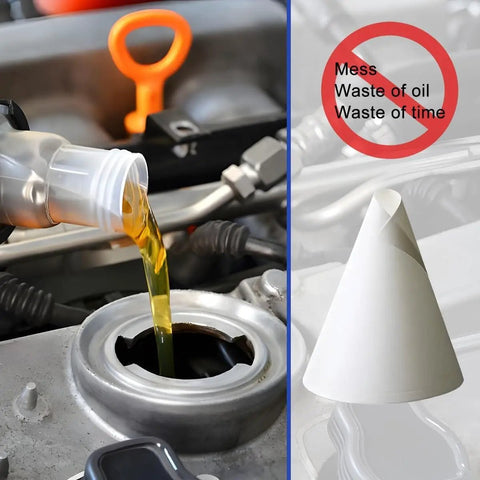 50 Pack Disposable Paper Oil Funnels For Cars No Spill Automotive Fluid Dispenser Cone Funnel Set For SUVs Sedans Trucks