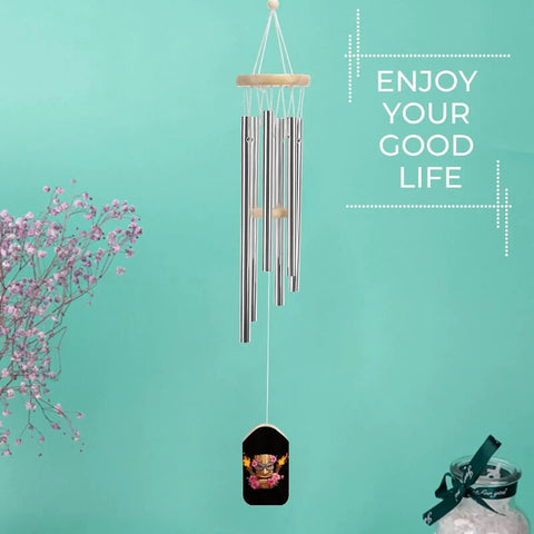 Mask Inspired Hawaiian Flowers Wind Chimes With Six Tuned Aluminum Tubes For Outdoor Decor Garden Patio Balcony Good Vibe