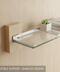 Hidden Stainless Steel Floating Shelf Bracket For Wall Mount Desks And Shelves Heavy Duty One Piece Invisible Support Hardware, 11.4x5.9x1.9 in