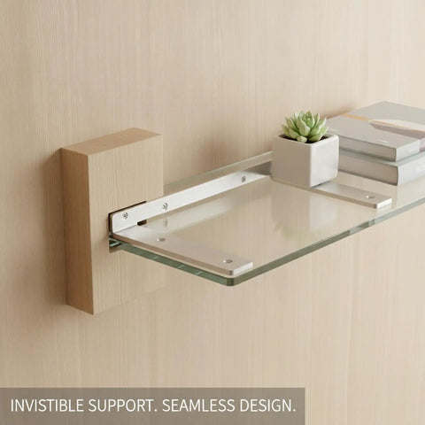 Hidden Stainless Steel Floating Shelf Bracket For Wall Mount Desks And Shelves Heavy Duty One Piece Invisible Support Hardware, 11.4x5.9x1.9 in