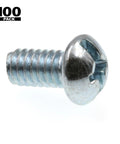 Round Head Machine Screws With Phillips Slotted Drive Quarter Inch Twenty Threads Per Inch By Half Inch Length Zinc Plated Steel UNC 2A Coarse Thread 100 Pack