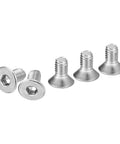 M3 Socket Cap Screws 0.5 x 6mm Flat Head, 100 Pack, 304 Stainless Steel, full thread countersunk bolts with hex drive, close-up view.