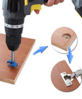 Concealed Hinge Jig 35mm Drilling Guide For Frameless Cabinets And Wardrobes, Adjustable Pressure Plate Quick Clamp in use