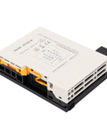 High Performance Edges Expandable IO Module For Industrial IoT And Smart Factories With Rugged, Rock Solid Hardware, Versatile Protocol Support Including Modbus, Grouped Active Reporting, Customizable JSON, And Easy Plug And Play Integration; white-and-black module