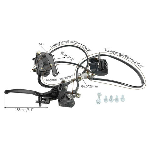Detailed view of brake system in All In One Heavy Duty 4WD CV Axle Shaft Assembly Kit With Reverse Gearbox For ATV Go Kart Quad Buggy.