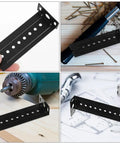 L shaped keyboard slide rail bracket, black metal, adjustable for workspace setup, part of 6 Pack Top Notch L Shaped Keyboard Slide Rail Brackets With Adjustable Drawer Connector And Heavy Duty Metal Hardware For Hassle Free Workspace Setup And Killer Glide Action.