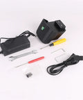 Electric Strapping Machine For Plastic And Steel Banding parts and tools, including charger, screwdriver, wrench, and cables.