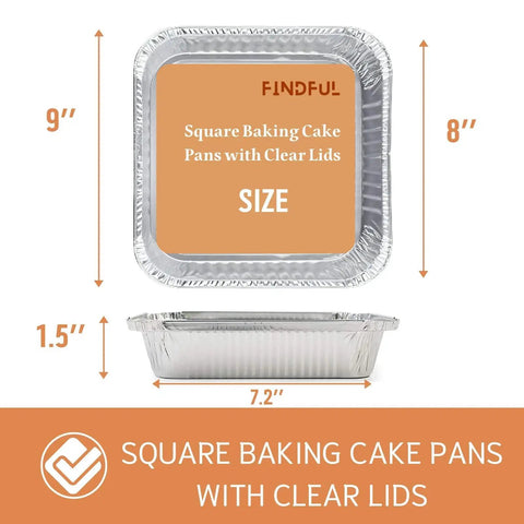 35 Pack 8x8 Aluminum Pans With Clear Lids Square Foil Pans For Baking Heating Storing And Meal Prep Durable Reinforced Rib Walls Stackable 9x9 Outer Size