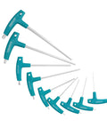 Top Tier 9Pcs T Handle Wrench Sets Featuring Long Arm Hex Key Tools With Storage Rack And Double Tips For Hardcore Home Repair And Mechanics Who Need Steel Screw Tightening Gear That Never Fails, 9 pcs teal T-handle hex keys