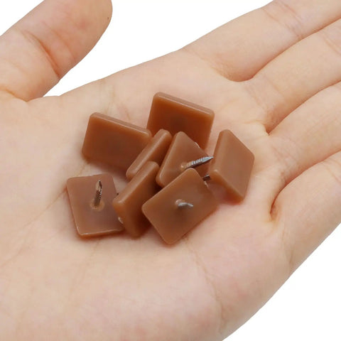 Grab These 15 Square Tack In Drawer Glides To Get Your Drawers Sliding Like Butter Smooth As Silk Furniture Hardware Replacement Parts For Dresser Repair And Cabinet Fixes Fast, brown plastic glides in hand.