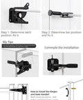 Wood Gate Hardware Set Heavy Duty 6 Inch Tee Hinge And Pull Kit installation guide with black finish and screws.