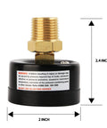 Well Pump Pressure Gauge With Two Inch Dial For Do It Yourself Water Testing Zero To Two Hundred Psi Per Bar One Quarter Inch Npt Male One Half Inch Npt Adaptor Back Mount Brass Wetted Parts Black Steel Case High Accuracy, showing 2-inch diameter and 2.4-inch height.