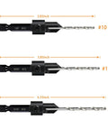 Eight Piece Woodworking Countersink Drill Bit Set Three In One With Eighty Two Degree Chamfer Heavy Duty M2 Bits