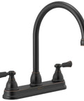 Elmhurst Two-Handle Kitchen Faucet With Twist Aerator, Deck Mount, Oil Rubbed Bronze, High Arc Gooseneck Spout