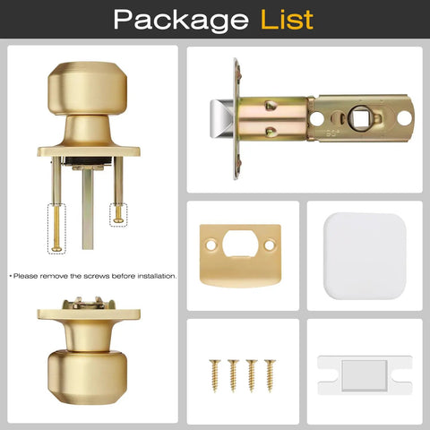 Package list for Six Piece Polished Chrome Privacy Door Levers Set For Bedroom And Bathroom Interior Doors With Keyless Inside Lock