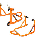 Beefy Paddock Lift Stand For Rear Wheel With Fork And Swingarm Spool, Heavy Duty Motorcycle Stand, 529 Lbs Capacity, Orange