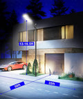 Solar Street Light With Motion Sensor No Wire Setup 60000 Lumens illuminating driveway at night