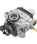 Close-up of Carburetor Kit Replacement For Ryobi 25Cc 2 Cycle Trimmers RY251PH RY252CS RY253SS RY254BC with metal and plastic parts.