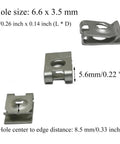 Heavy Duty U Nut Clips And Speed Fasteners 50 Pack Carbon Steel Lock Nuts Rust Resistant Sheet Metal Hardware, hole size 6.6 x 3.5 mm.