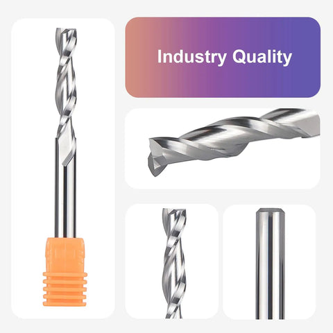 Pro Grade Five Piece Up Cut Spiral Router Bits Set With One Quarter Inch Shank And One Quarter Inch Cutting Diameter, industry quality