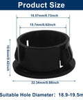 Three Quarter Inch Black Snap In Bushing Set For Wiring, Tubing And Cable Holes, size dimensions shown, round nylon grommet