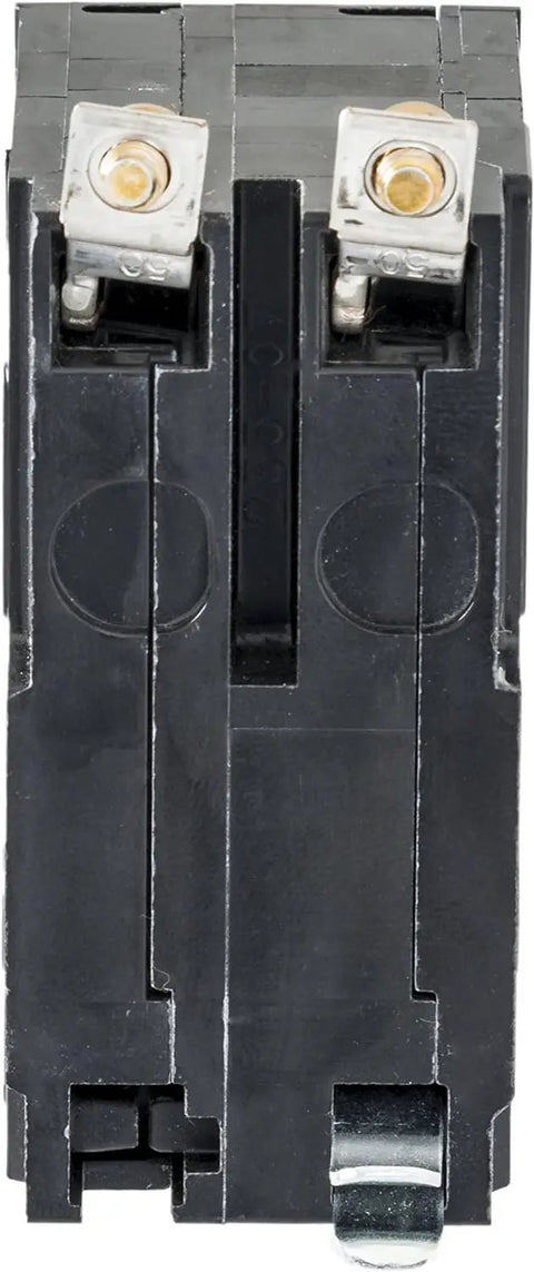 Front view of QOB230CP Circuit Breaker Two Pole Bolt On With Visi Trip Indicator For NQ And NQOD Panelboards Black