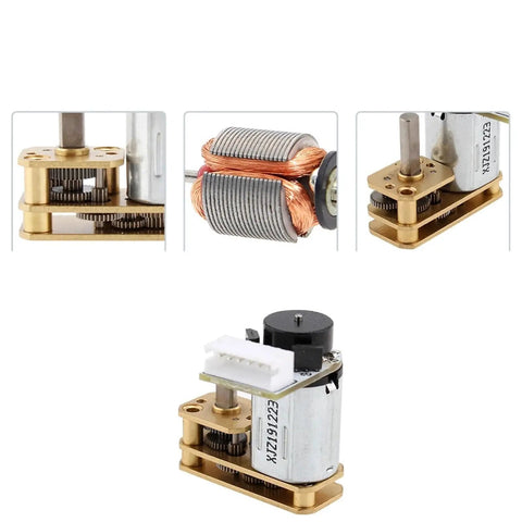 Close-up views of DC Gear Motor With Hall Encoder And AB Phase Feedback, 3V To 6V Operation, 350 To 1 Gear Ratio, Energy Efficient Industrial Drive For Precise Speed And Position Sensing That Just Works