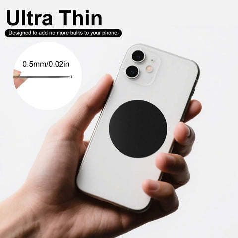 12 Pack Ultra Thin Metal Plates For Magnetic Car Mounts 6 Round And 6 Rectangular Durable Non Magnetic Plates With Strong 3M Adhesive Universal Fit For Smartphones And Tablets Easy Install Slim Ridiculous Grip on white smartphone back