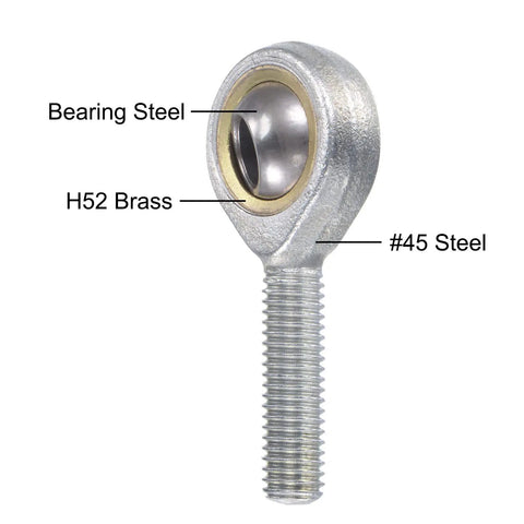 Two Pack Spherical Rod End Bearing 8mm Bore M8x1.25 Left Hand Male Thread Connector Self Lubricated Joint For Heavy Duty Machinery And Hydraulic Cylinders Built Tough For Long Life, #45 steel body
