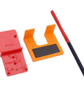 Door Jamb Hinge Jig Kit With Thickened Mounting Plates, featuring red drill locator pencil and magnetic plate for precise 2mm positioning