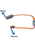 2Pcs Servo Signal Reverser Inverter For PWM Control 3.6V To 24V with JR plugs connected to servo and receiver