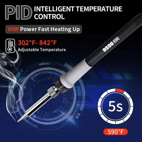 Dual Digital Display Soldering Station Kit With 90W Iron 302F To 842F Temperature Range Fahrenheit And Celsius Readouts