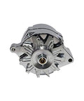 1G Style High Output 110 Amp Alternator for Ford 1965 1989 V6 and V8 Models, chrome finish, front view