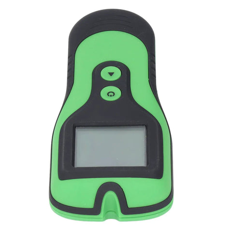 Mingzhe Stud Finder with 5 Modes LCD Display, front view, green and black design, compact size for easy handling.