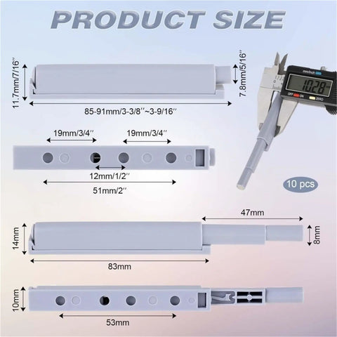 Magnetic Cabinet Latches Set Five Or Ten Pack No Handle Doors And Drawers Soft Touch Close Magnetic Catch dimensions