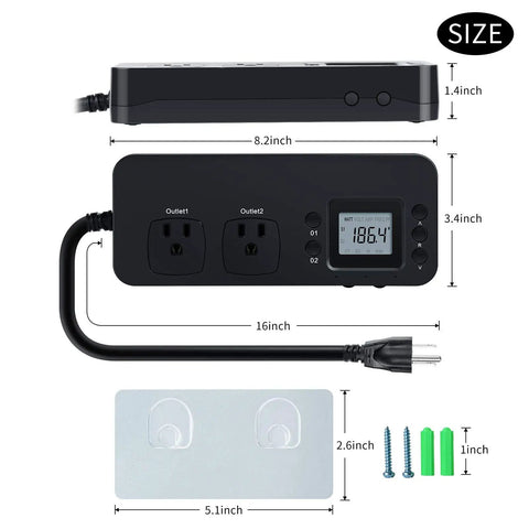 Two Outlet Electricity Usage Monitor With Power Consumption Meter For Watts Volts And Amps Dual Device Energy Saver Independent Readouts For Each Plug Easy Home Energy Tracker And Analyzer