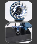 DM122 All Metal Turbofan Engine Kit with charging port detail and rotating blades close-up view.