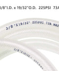 Three Eighth Inch ID 25 Foot High Pressure Braided Clear PVC Vinyl Tubing Flexible Hose with 3/8" I.D. and 225 PSI rating.