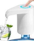 USB Charging Water Bottle Pump Dispenser For 5 Gallon Jugs Universal Portable Water Dispenser pouring into a glass